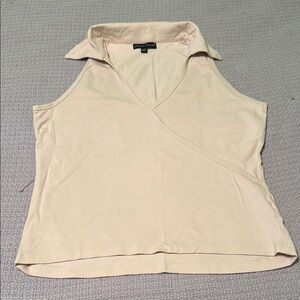 Carolyn Taylor Tan Sleeveless Wrap Tank Top